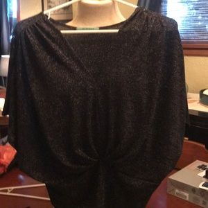 V-neck gathered waist raglan sleeve top
